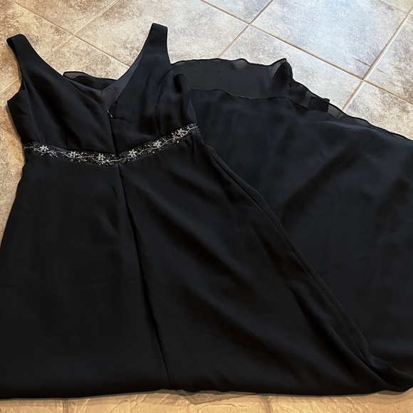 Michaelangelo empire waist sleeveless formal black maxi dress backless flawless - Picture 4 of 12
